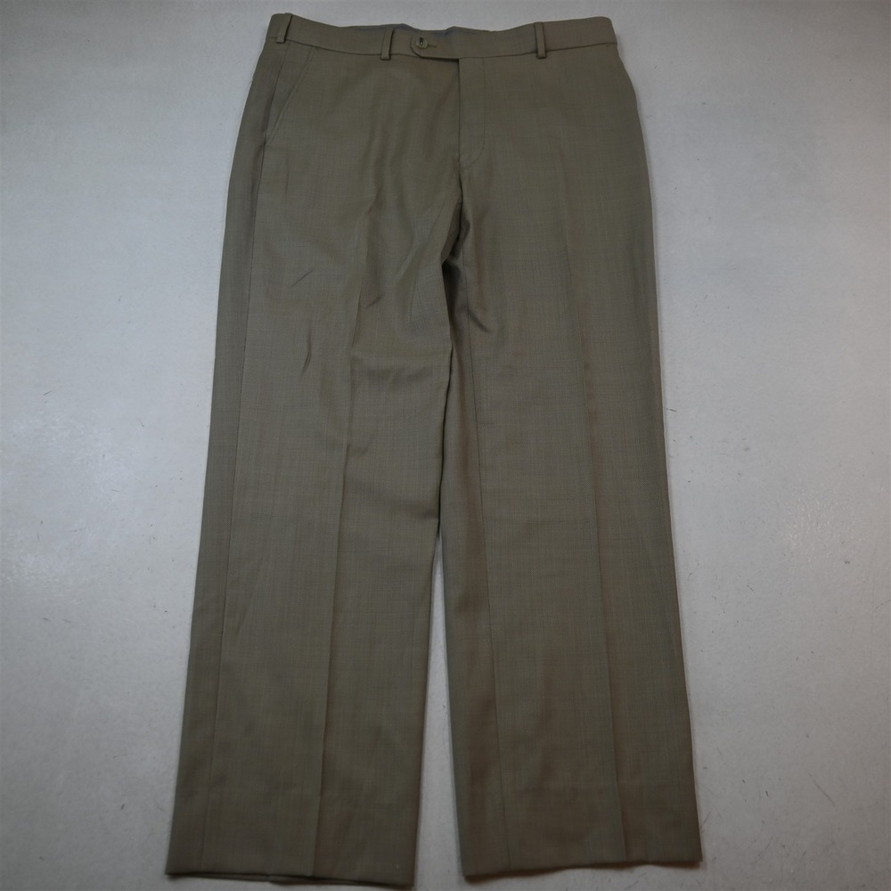 Ballin 34x30 Khaki 100% Wool Flat Front Classic Dress Mens Pants